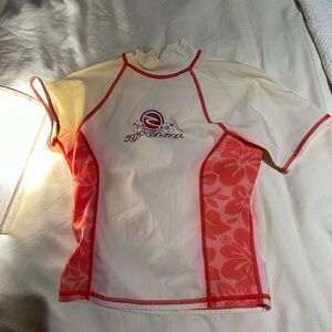 Rip Curl Cream and Red Rash Guard